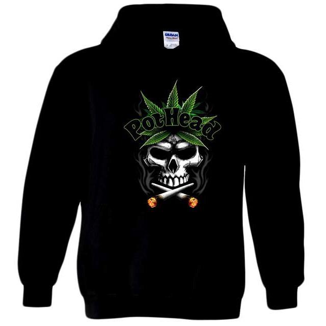"Pothead" Skull Hoodies - Black XXXL image