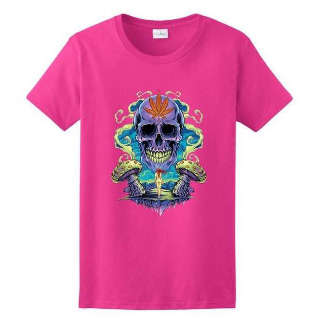 Weed Skull T-Shirts - Pink M/L/XL image