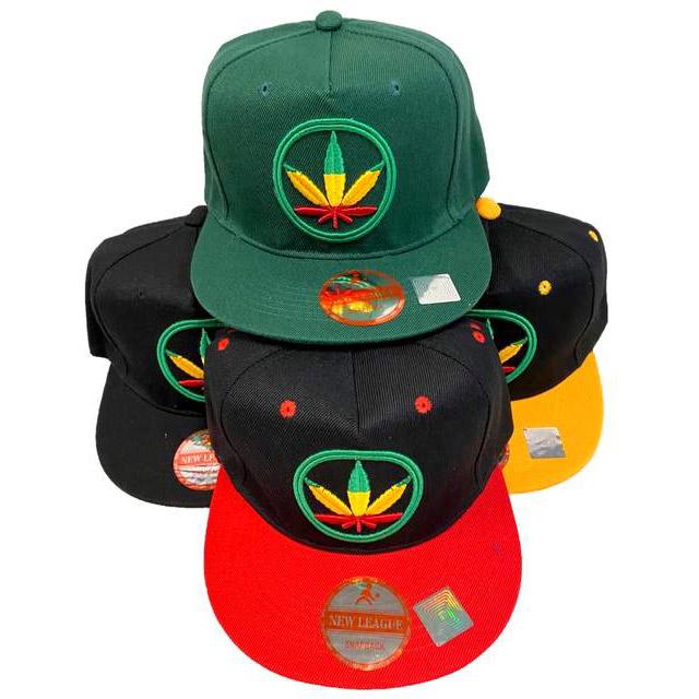 Rasta Color Marijuana Baseball Caps image