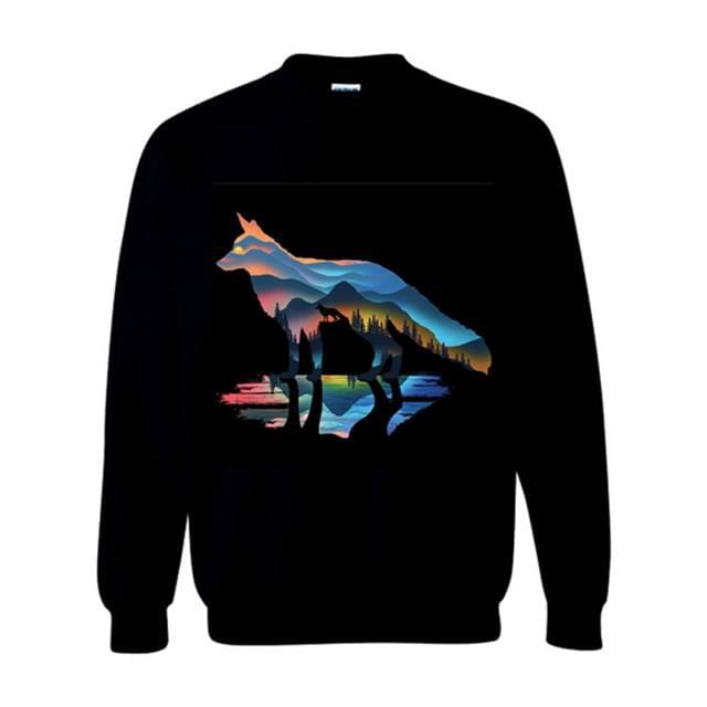 Fox Mountain Landscape Sweatshirts - Black XXL image