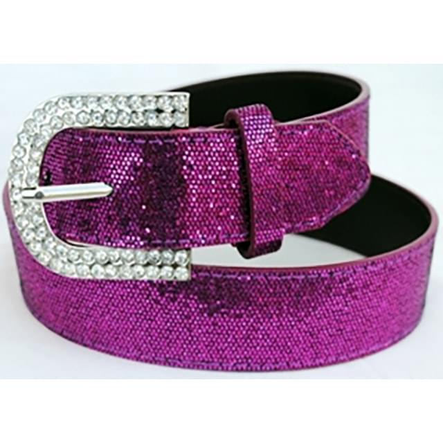 Purple Sparkle Belts With Rhinestone Buckle image