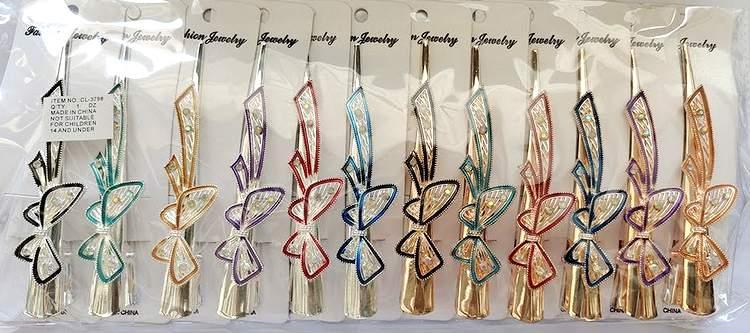 Rhinestone Butterfly Bow Hair Clamps - Assorted image