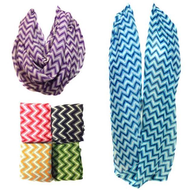 Infinity Circle Scarves With Chevron Zig-Zag - Assorted image
