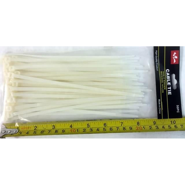 50 Pcs White Nylon 8'' Cable Ties image