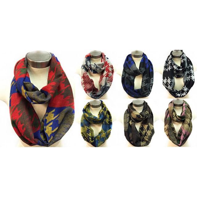 Houndstooth Pattern Infinity Scarves - Assorted image