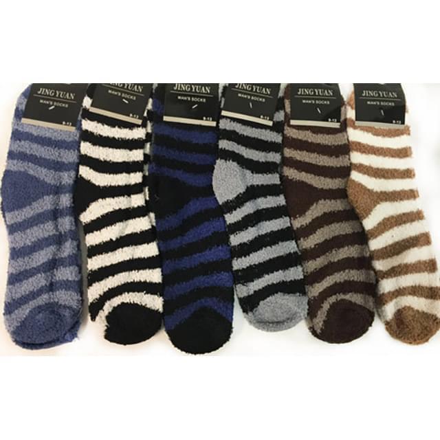 Men's Fuzzy Striped Socks - Assorted image
