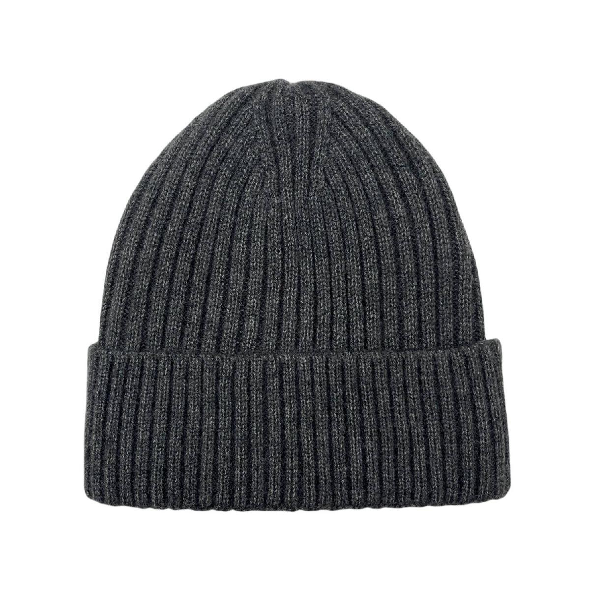 Wholesale Knitted Beanie Hat Ribbed Fold-Over Style Heather Grey image