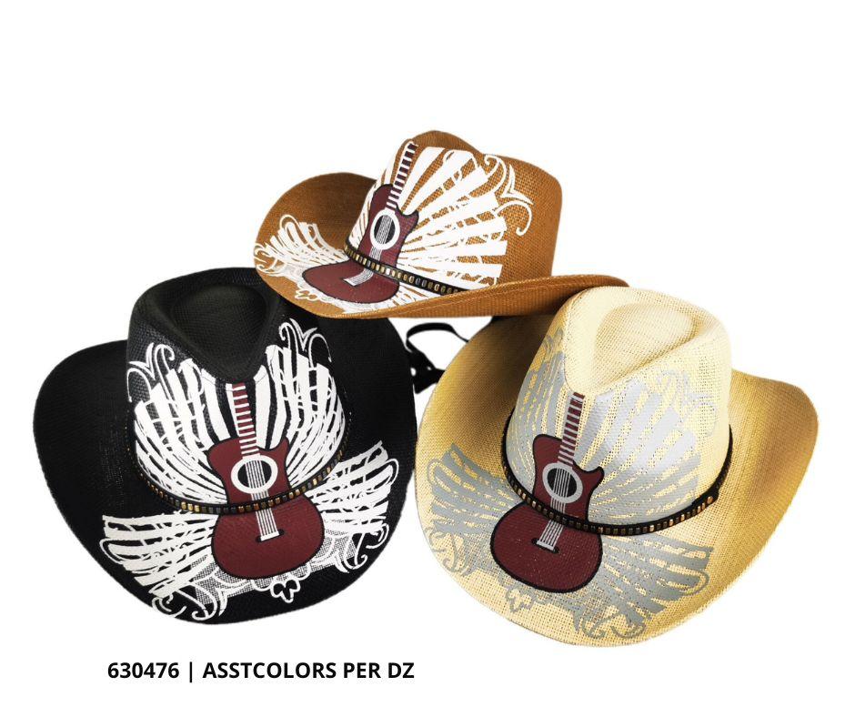 Classic Woven Cowboy Hats - Guitar Design image