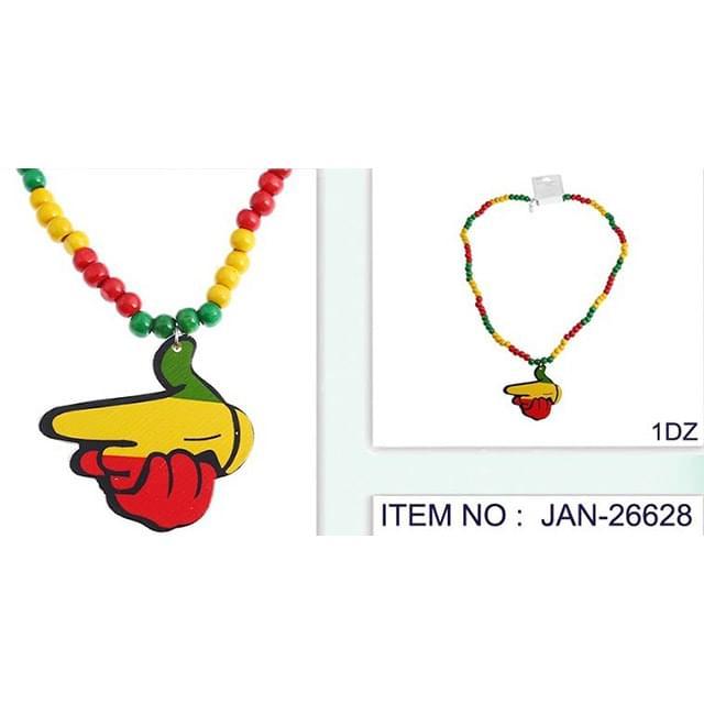 Rasta Color Finger Gun Shape Necklaces image