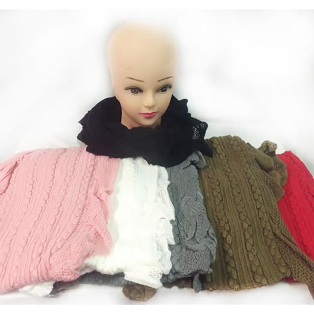 Knitted Infinity Scarves With Long Braid Design - Assorted image