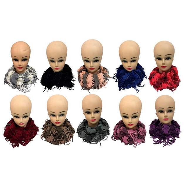 Gold-Lined Textured Infinity Knitted Scarves - Assorted image