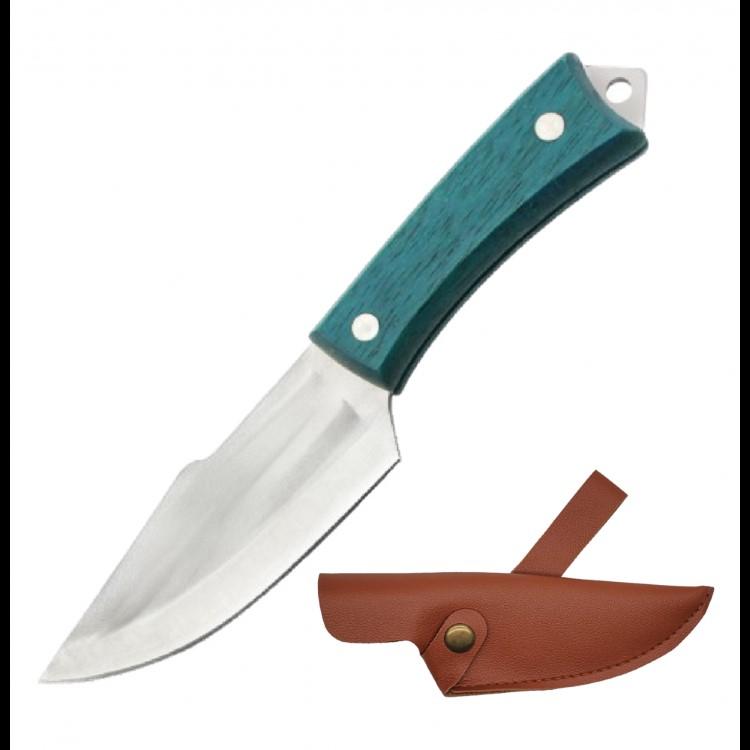 Customizable 8.5" Hunting Knife With Sheath & Belt Loop - Turquoise image