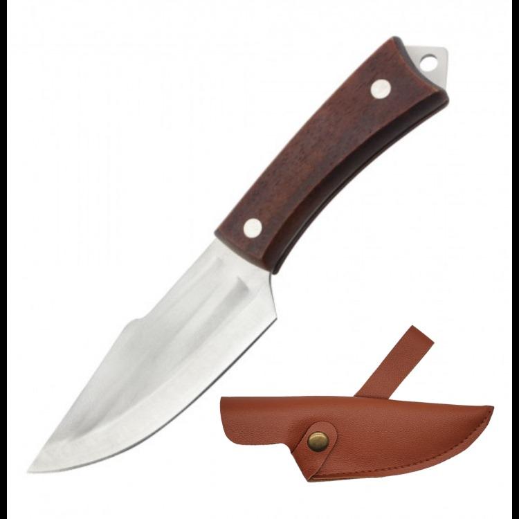 Customizable 8.5" Hunting Knife With Sheath & Belt Loop - Brown image