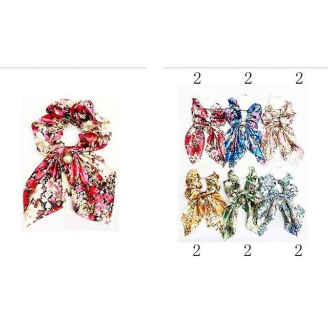 Flower Ribbon Bow Scrunchies - Assorted image