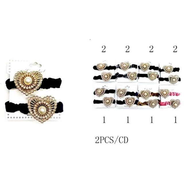 Rhinestone Heart-Shaped Scrunchies - Assorted image