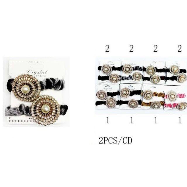 Rhinestone Circle-Shaped Scrunchies - Assorted image