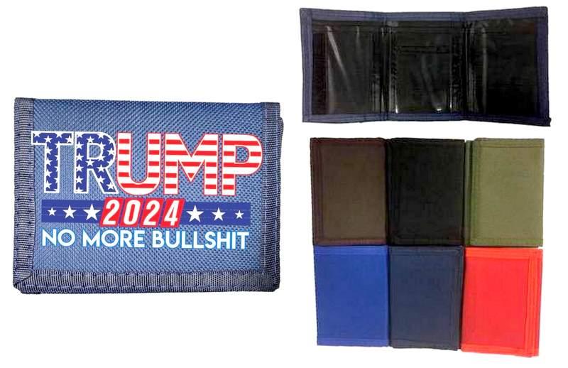 "No More Bullshit" Trump 2024 Canvas Tri-Fold Wallets - Mixed Colors image