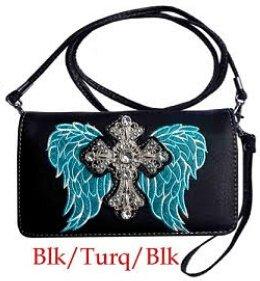 Winged Cross Western Purse - Turquoise image