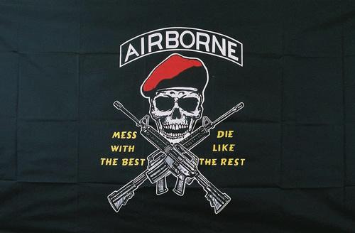 "Airborne" Skull & Rifles Flags - 3' x 5' image