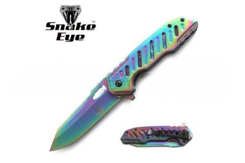 8.5'' Snake Eye Tactical Spring-Assisted Knife - Rainbow image