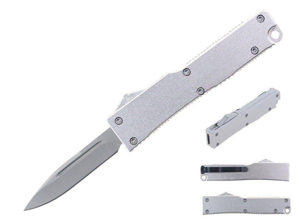 5.25" Anodized Aluminum Handle Mini OTF w/ Pocket Clip - SILVER image