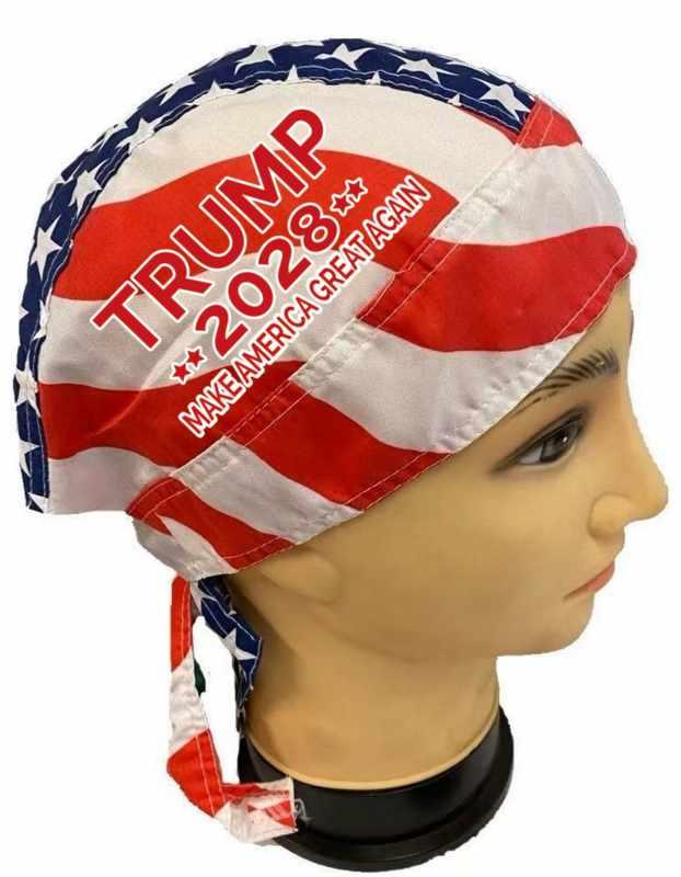 Trump 2028 "Make America Great Again" USA Flag Skull Caps image