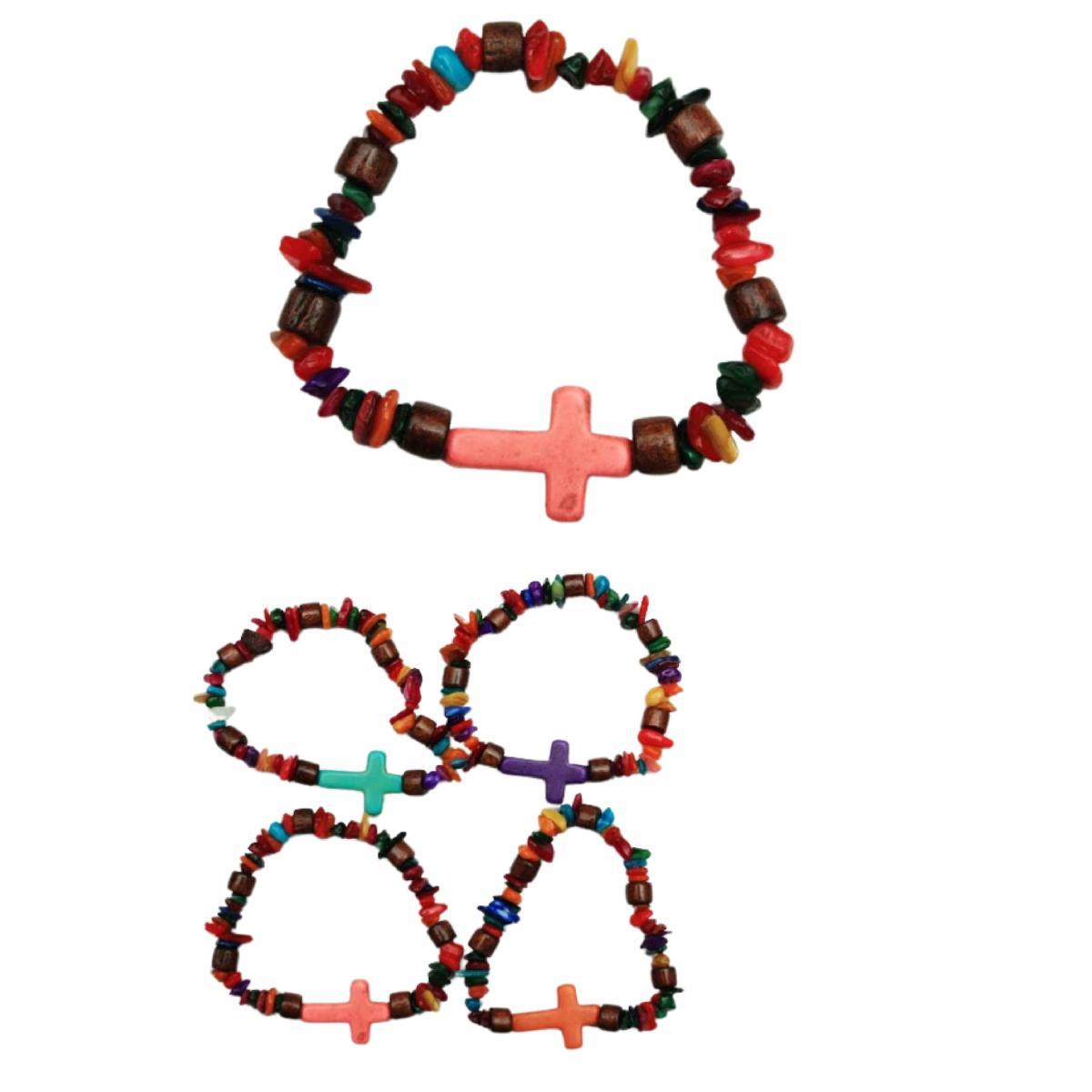 Chipped Stone Cross Bracelets - Assorted image