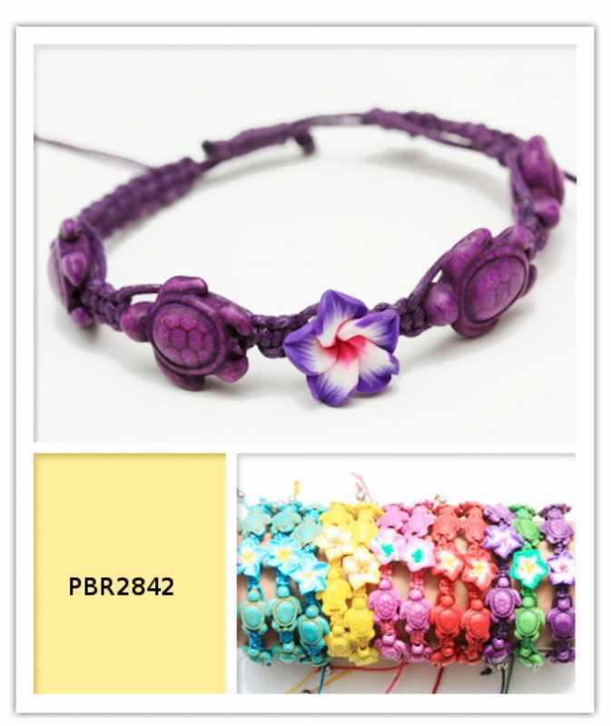 Turtle Bead Bracelets With Hawaiian Flower - Assorted image
