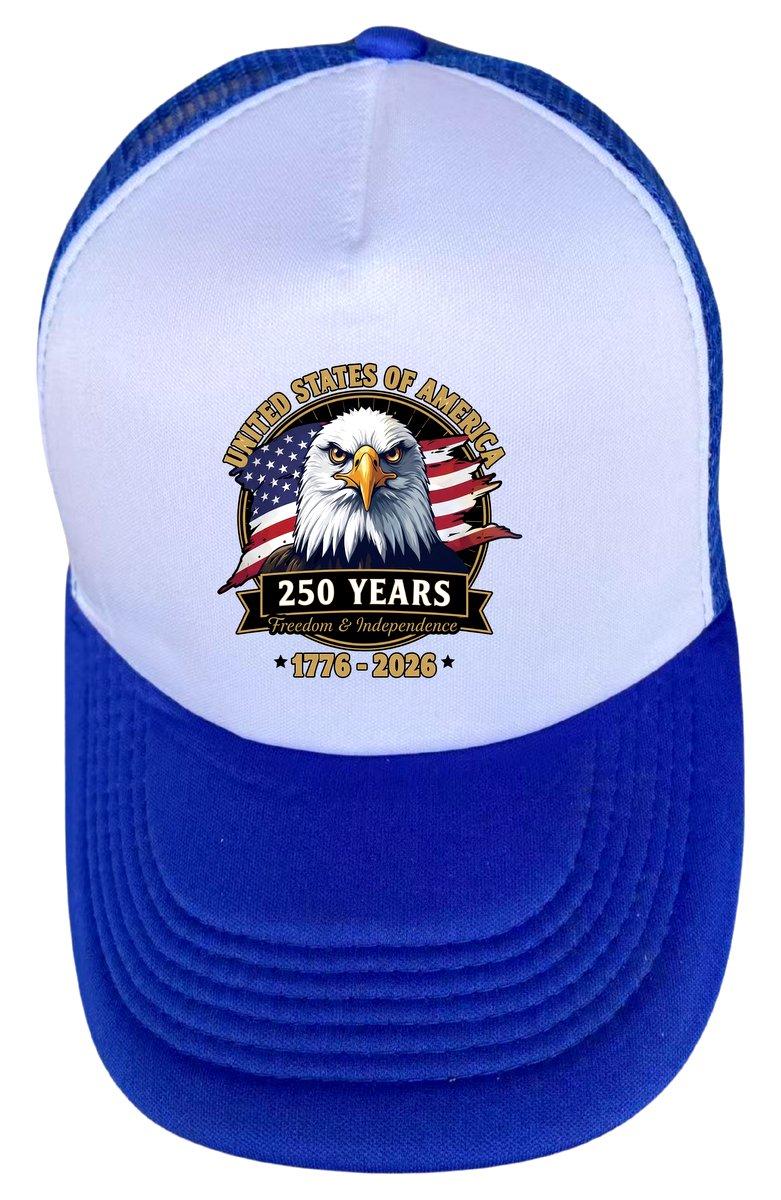 UNITED STATE OF AMERICA 250 Freedom & Independence USA Eagle Trucker Hat Neon Color image