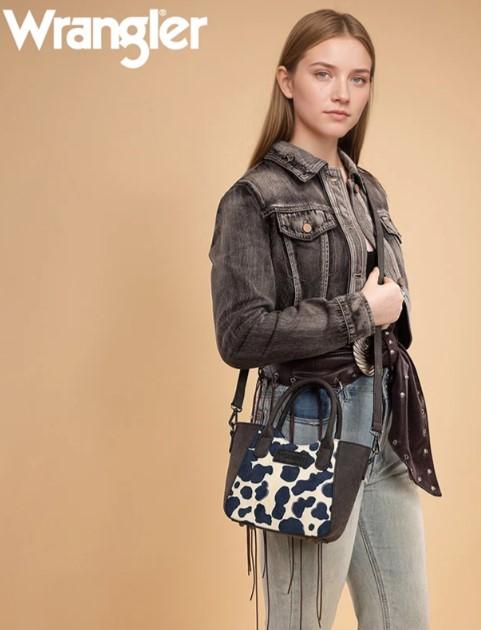 Wrangler All-Over Cow Print Mini Tote Bag - Black image