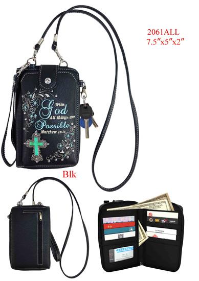 "With God All Things All Are Possible" Phone Wallet - Black image