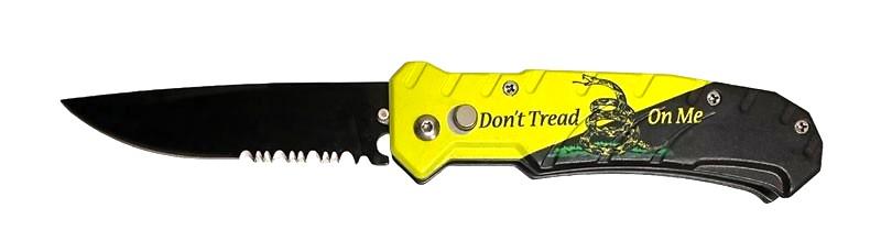 8" Automatic Knife Clip Point Serrated Switchblade - Gadsden Flag image